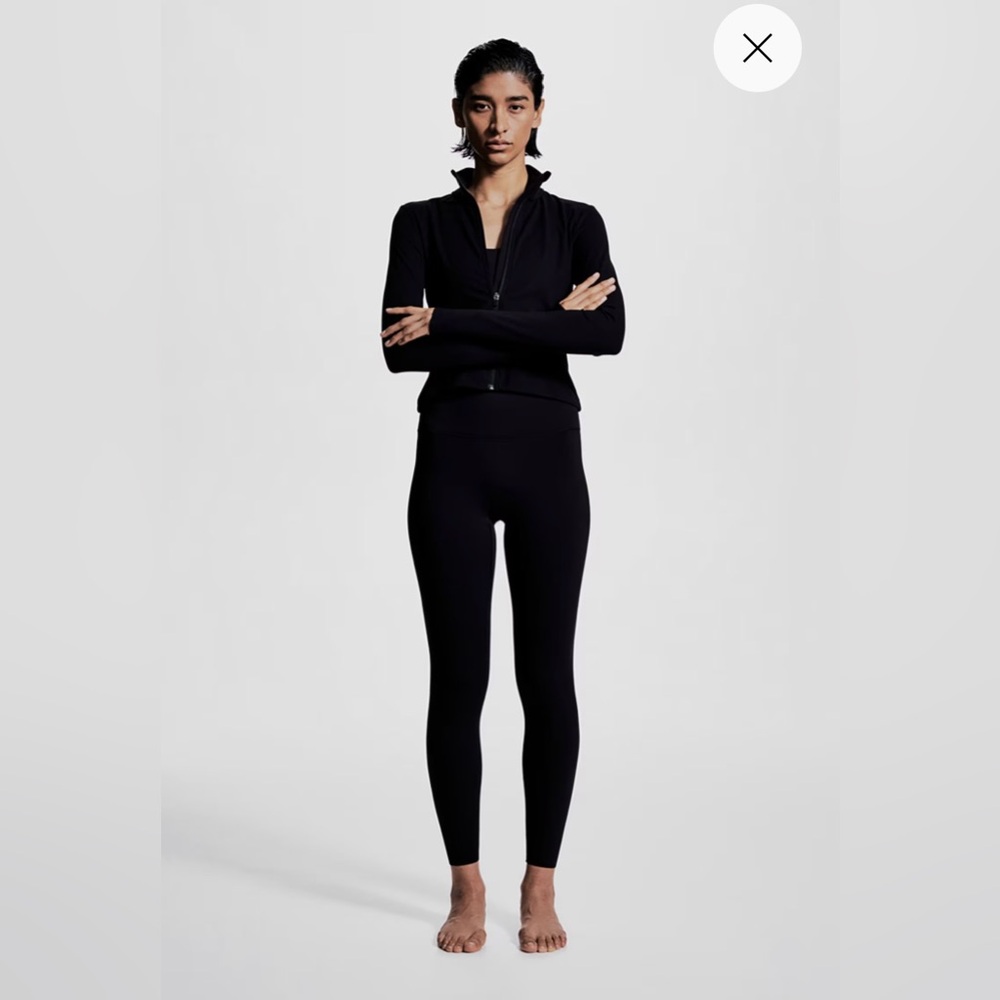H&M EUC High Waist Running Yoga Sport Leggings Black L Athletic Stretch Dry Move